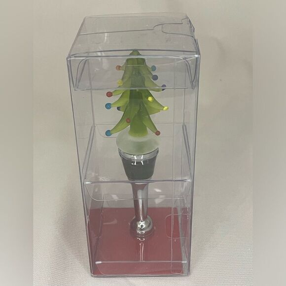 New Pier 1 Imports Hand Blown Glass Wine Bottle Stoppers Christmas Tree/Rudolph - Picture 8 of 10